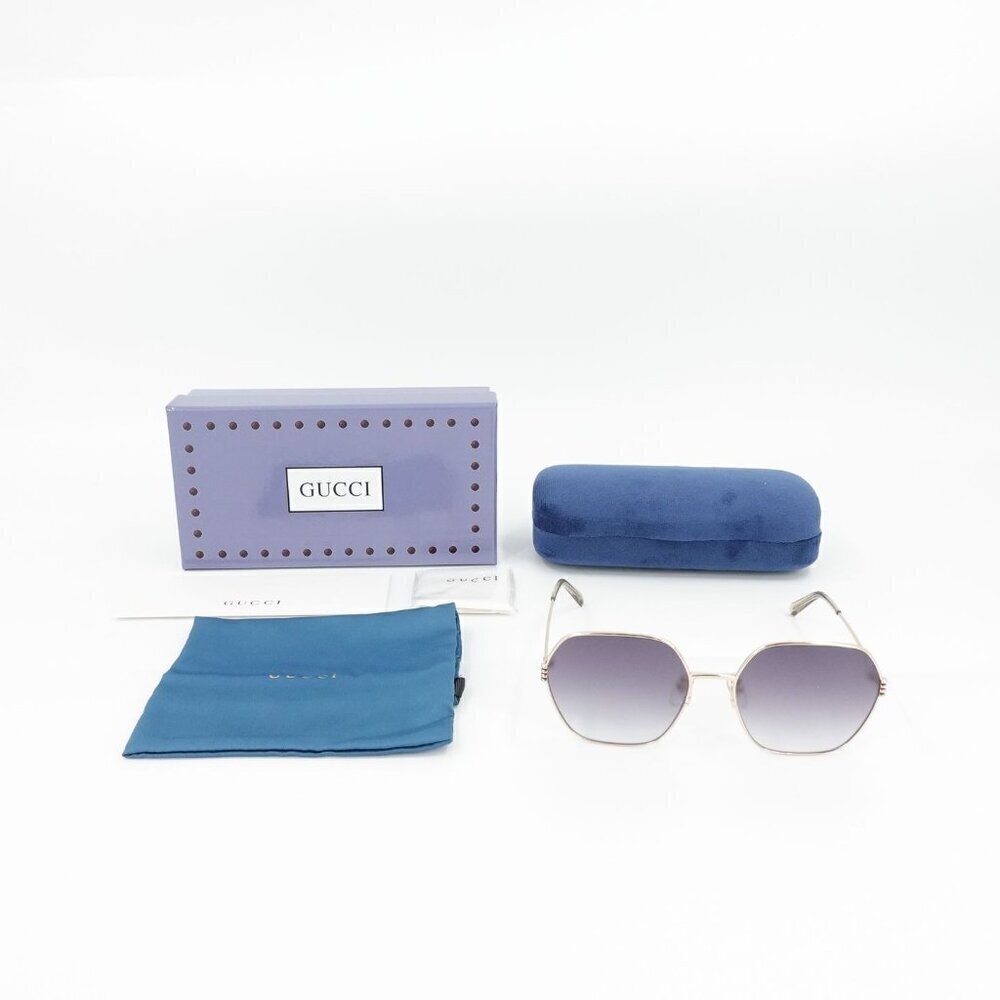 Gucci GG1285 Square Sunglasses Gold Gray OS - Picture 5 of 16